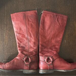 Frye Phillip Harness Boots Burnt Red